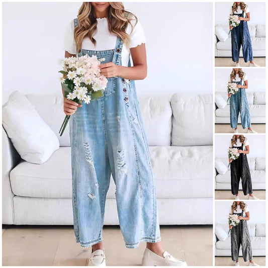 👖✨ Női Laza Farmer Overall Kombinéza – 5 szín | S–2XL | Állítható Pántok | Baggy | Casual Chic