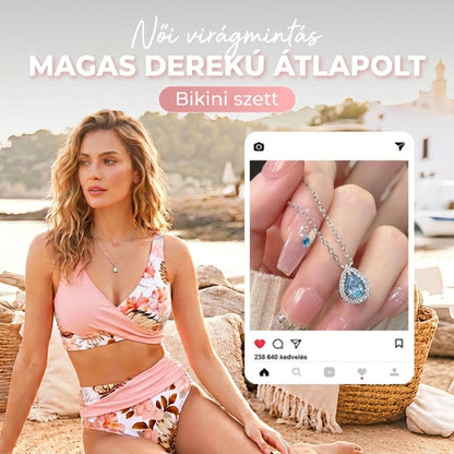 🌸(EU S–XL)🌿 Női virágmintás, magas derekú bikini szett (EU S–XL)