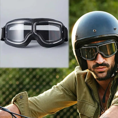 📢📢50% KEDVEZMÉNY!! ⏰Retró motorkerékpár szemüveg—UV-védelemmel, páramentesítő funkcióval és állítható fejpánttal!🏍️🕶️