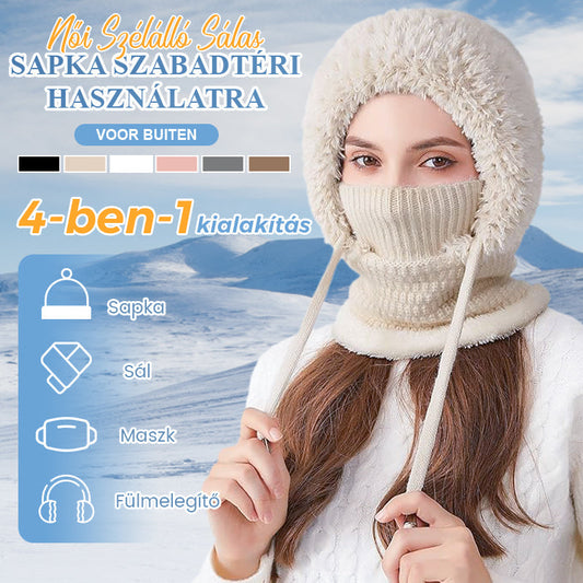 ❄️Női téli egyrészes sapka-sál-maszk 4 az 1