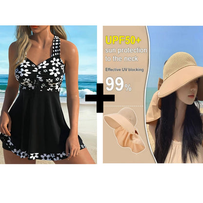 🏝️【S-4XL】👙 Női virágos egyrészes fürdőruha 🌊 (rövidnadrággal)