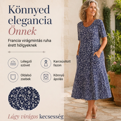 💖👗 2026 Elegáns kerek nyakú, virágos, csillagos, elegáns virágos ruha