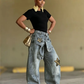 👖 Unisex baggy farmer csillagmintás foltokkal – laza, oversize szabás, puha farmeranyag és menő 90-es évekbeli stílus ✨