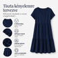 Laza szabású, rövid ujjú ruha szívecskés nyakkivágással
