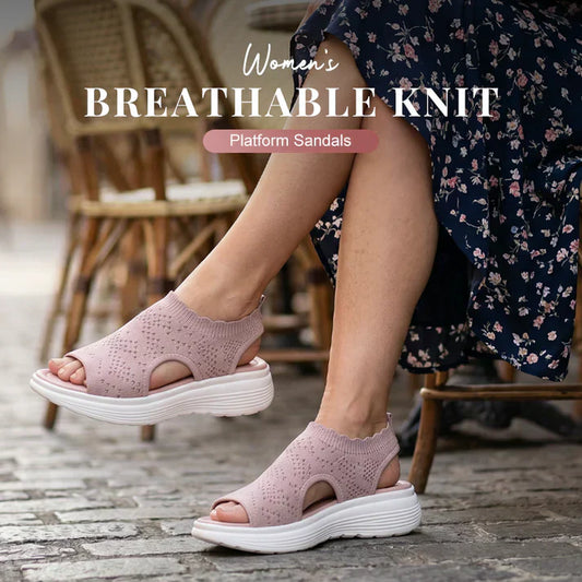 💐 Női Légáteresztő Kötött Platform Szandál – Könnyű, Kényelmes & Stílusos Nyári Cipő ✨