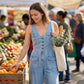 Női farmer overall – ujjatlan, V-nyakú, széles szárú | Sky Blue / Dark Blue / Black
