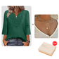 ☀️👚Top Pick - Csipkeszegélyű V-nyakú blúz – Légáteresztő anyag és előnyös esés munkahelyre vagy hétvégére 🌿