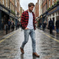 Szakadásálló férfi motoros farmer