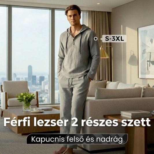 🎉50% KEDVEZMÉNY+ Ingyenes szállítás! 🚚👕Férfi pulóver kapucnival és nadrág, 2 részes szett