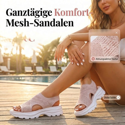 Női, hálós anyagból készült, lélegző platform szandálok