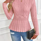Női vastag kötött kerek nyakú peplum pulóver🧶👚