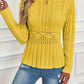 Női vastag kötött kerek nyakú peplum pulóver🧶👚