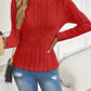 Női vastag kötött kerek nyakú peplum pulóver🧶👚