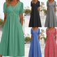 👗 Női V-nyakú, Rövid Ujjú, Hosszú Ruha 🌸 Elegáns, Esésében Szabadon Folyó, Kényelmes Anyag Mindennapi Kifinomultság