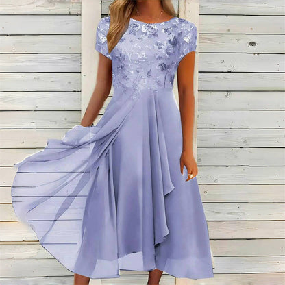Női elegáns kerek nyakú ruha –  | 6 szín | S–4XL