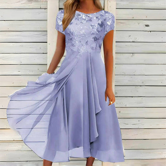 Női elegáns kerek nyakú ruha –  | 6 szín | S–4XL