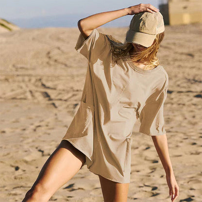 【M-2XL】💞Túlméretezett póló V-hátú Jumpsuit