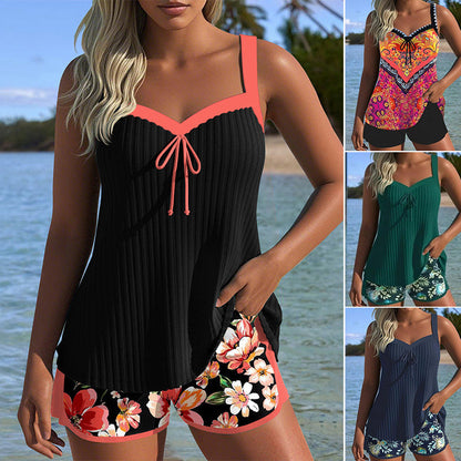 🔥【S-3XL】🏖️ Nyomtatott fürdőruha felső és rövidnadrág szett 🌊👙