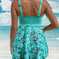 🔥👙【S-4XL】Ciánkék nyomtatott bikini fürdőruha