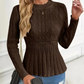 Női vastag kötött kerek nyakú peplum pulóver🧶👚