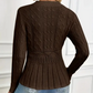 Női vastag kötött kerek nyakú peplum pulóver🧶👚