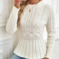 Női vastag kötött kerek nyakú peplum pulóver🧶👚