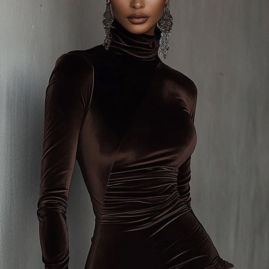 Női elegáns aszimmetrikus csipkés ruha