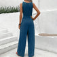 Női egyszínű derékpántos jumpsuit