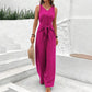 Női egyszínű derékpántos jumpsuit