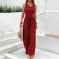 Női egyszínű derékpántos jumpsuit