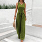 Női egyszínű derékpántos jumpsuit