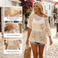 👙 MOST 50% LEÁRÁZVA! 🌺 Női Virágos Jacquard Strandköpeny – Légáteresztő Lyukas Kötés & Tartalmaz Bikiniszettet a Tökéletes Strandstílushoz 🏖️