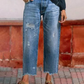 👖Újonnan érkezett 50% KEDVEZMÉNY!🥰Retro Női Farmernadrág, Cropped, Egyenes Szárú