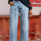 👖Újonnan érkezett 50% KEDVEZMÉNY!🥰Retro Női Farmernadrág, Cropped, Egyenes Szárú