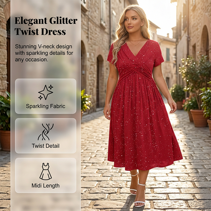 💗Elegáns, V-nyakú, elöl csavart női ruha💗✨Hadd ragyogjon a varázsod!