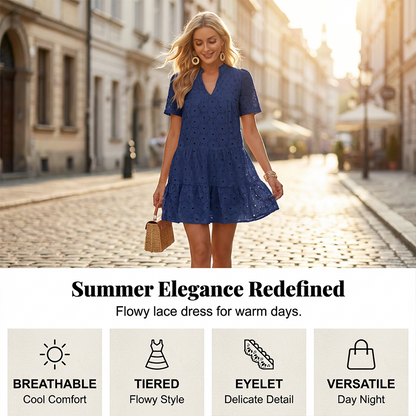 💝50% kedvezmény💝Női nyári csipkés, lebegő ruha MÉRETTÁBL