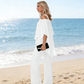 👗✨ Noi Aszimmetrikus Sifon Felso + Szeles Szaru Nadrág Szett - 5 szin | M-3XL | Elegans | Casual Chic