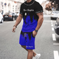 👕Férfi grafikás póló és rövidnadrág szett – Összeillő, puha, állítható derékrésszel 🌴