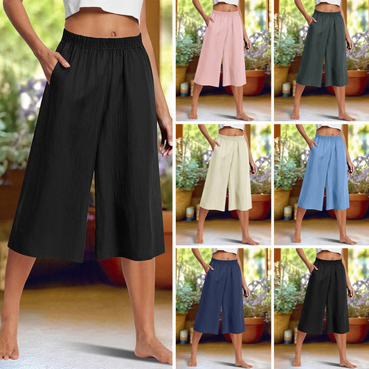 👖✨ Noi Egyszinu Szeles Szaru 3/4-es Nadrág - 6 szin | S-2XL | Karcsusito | Kényelmes | Casual Chic