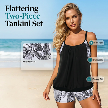 🌸 Nagyméretűeknek is megfelelő tankini és boyshort fürdőruha-szett – Gyorsan száradó strandfürdőruha 🏊♀️