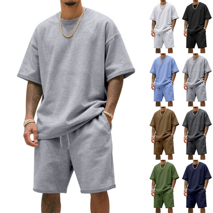 🎁 Férfi sportruha szett (póló + rövidnadrág) | Oversized fazon | Húzózsinórral a deréknál | 8 színben