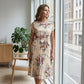 👗  Virágmintás, redős midi ruha – Elegáns, nőies ✨