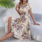 👗  Virágmintás, redős midi ruha – Elegáns, nőies ✨