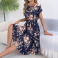 👗  Virágmintás, redős midi ruha – Elegáns, nőies ✨