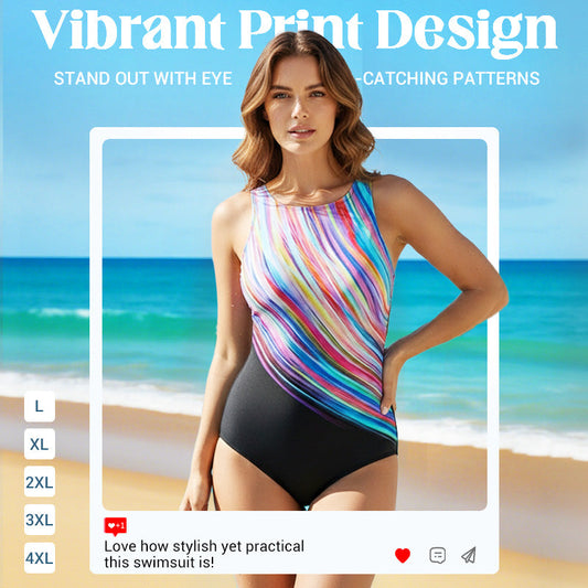 👙  🌊 Damernas mintás egyrészes fürdőruha – Kiemeli az alakot, puha anyagú, és ideális a napozáshoz, az úszáshoz és a tengerparti élethez – egy elegáns választás a nyaraláshoz ☀️
