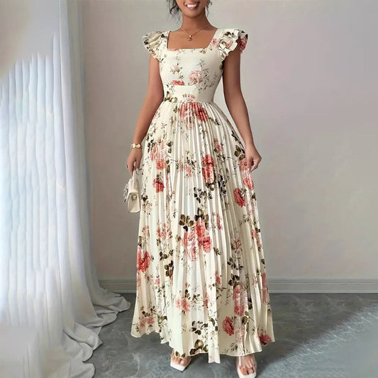 👗🌺 ELEGÁNS, VIRÁGOS MINTAZATÚ, PLISSZÉZETT MAXI RUHA Romantikus, előnyös szabású és tökéletes választás tavaszra, nyárra és ünnepi alkalmakra 💫