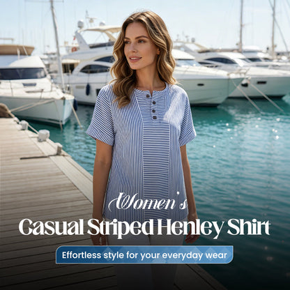 Női Casual Csíkos Henley Ing