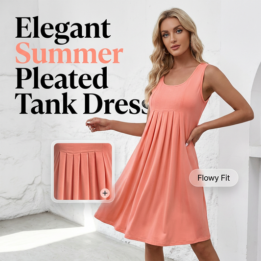 👗Női nyári, ujjatlan, redős tankruha☀️ Könnyed nyári elegancia ☀️
