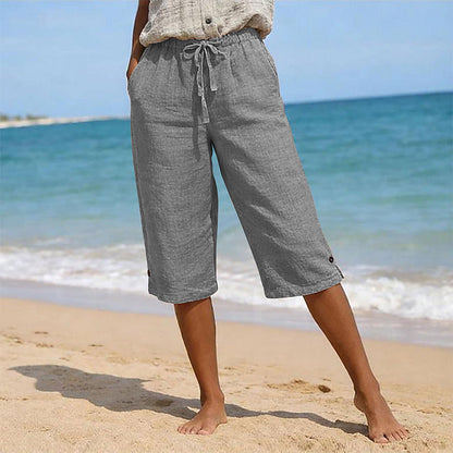 👖🌸 Laza capri nadrág rugalmas húzózsinórral és zsebekkel – kényelem egész nyáron👖