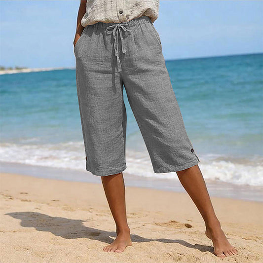 👖🌸 Laza capri nadrág rugalmas húzózsinórral és zsebekkel – kényelem egész nyáron👖